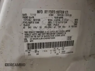 2013 Ford Edge SEL with VIN 2FMDK3J91DBB51259, listed as a Copart auction lot 51234605 with 167,396 mi miles and Non Repairable. Bid and sale history available at carsss.com. Image 12.