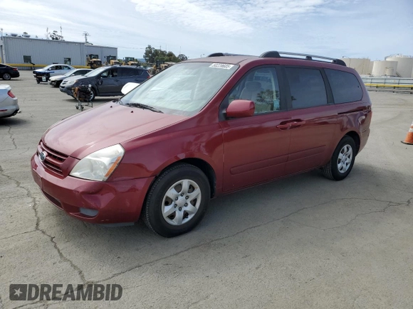 2008 Kia Sedona LX with VIN KNDMB233686218479, listed as a Copart auction lot 50228685 with 200,945 mi miles and Salvage Title. Bid and sale history available at carsss.com. Image 1.