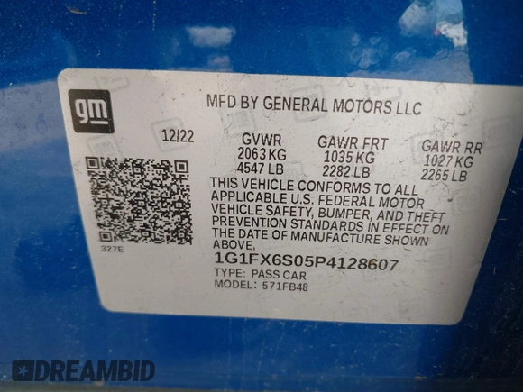2023 Chevrolet Bolt EV 2LT z VIN 1G1FX6S05P4128607, wystawiony jako IAAI lot #42081752 z przebiegiem 22 551 mil mil oraz . Historia ofert i sprzedaży dostępna na DreamBid. Obrazek 9.