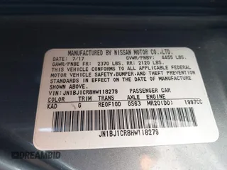 2017 Nissan Rogue SL with VIN JN1BJ1CR8HW118279, listed as a IAAI auction lot 41879325 with 38,780 mi miles and . Bid and sale history available at carsss.com. Image 9.
