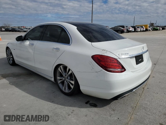 2017 Mercedes-Benz C 350e with VIN 55SWF4HB6HU214606, listed as a Copart auction lot 42625235 with 47,499 mi miles and Salvage Title. Bid and sale history available at DreamBid. Image 2.
