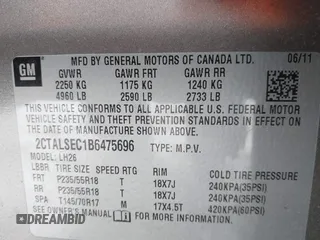 2011 GMC Terrain SLE-2 with VIN 2CTALSEC1B6475696, listed as a IAAI auction lot 41326742 with 115,944 mi miles. Bid and sale history available at carsss.com. Image 9.