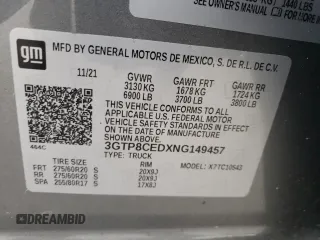2022 GMC Sierra 1500 Limited Elevation with VIN 3GTP8CEDXNG149457, listed as a Copart auction lot 86424864 with 45,760 mi miles and Salvage Title. Bid and sale history available at carsss.com. Image 15.