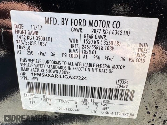 2018 Ford Police Interceptor Utility z VIN 1FM5K8AR4JGA32224, wystawiony jako Copart lot #55688025 z przebiegiem 121 565 mil mil oraz Tytuł czysty. Historia ofert i sprzedaży dostępna na DreamBid. Obrazek 10.