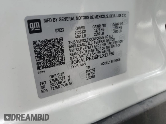 2023 GMC Terrain SLT z VIN 3GKALPEG6PL211750, wystawiony jako Copart lot #59413835 z przebiegiem 52 200 mil mil oraz Szkoda całkowita • Salvage title. Historia ofert i sprzedaży dostępna na DreamBid. Obrazek 14.