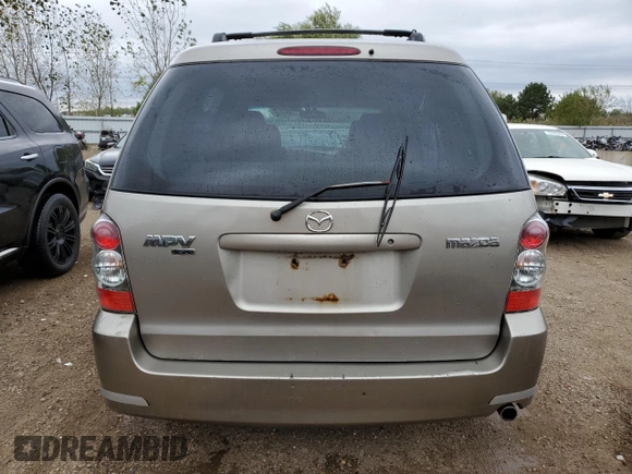 2006 Mazda MPV LX with VIN JM3LW28A560561959, listed as a Copart auction lot 72712144 with 182,727 mi miles and Salvage Title. Bid and sale history available at carsss.com. Image 6.