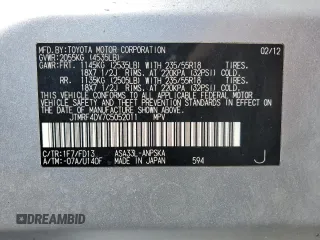 2012 Toyota RAV4 Sport with VIN JTMRF4DV7C5052011, listed as a Copart auction lot 53285265 with 166,662 mi miles and Salvage Title. Bid and sale history available at carsss.com. Image 12.