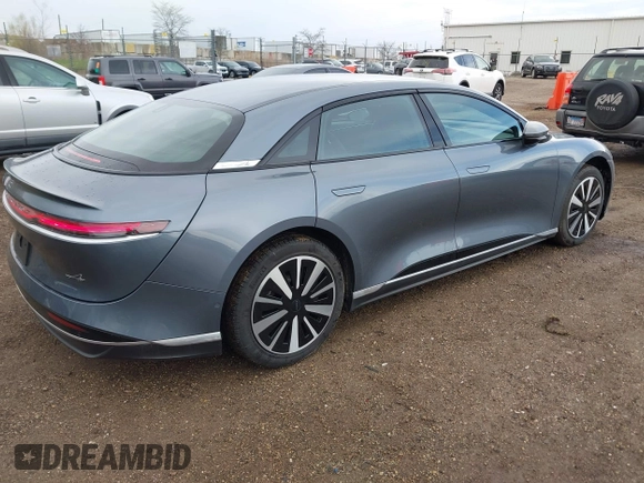 2023 Lucid Air Pure with VIN 50EA1PFA5PA007794, listed as a IAAI auction lot 42113156 with 5,052 mi miles. Bid and sale history available at carsss.com. Image 4.