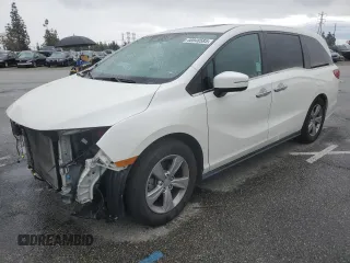 2018 Honda Odyssey EX-L with VIN 5FNRL6H77JB008571, listed as a Copart auction lot 46948585 with 88,699 mi miles and Salvage Title. Bid and sale history available at carsss.com. Image 1.