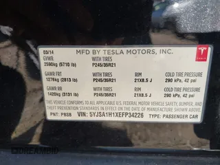 2014 Tesla Model S 60 with VIN 5YJSA1H1XEFP34226, listed as a IAAI auction lot 41806604 with 216,021 mi miles and . Bid and sale history available at DreamBid. Image 9.