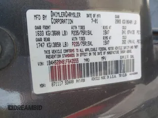 2001 Dodge Durango z VIN 1B4HS28N81F643555, wystawiony jako IAAI lot #42725611 z przebiegiem 271 428 mil mil oraz . Historia ofert i sprzedaży dostępna na DreamBid. Obrazek 9.