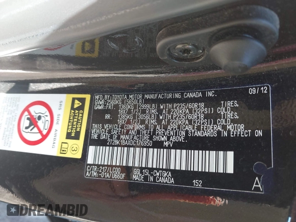 2013 Lexus RX 350 с VIN 2T2BK1BAXDC176950, выставлен на аукционе IAAI как лот 42706488 с пробегом 154 723 миль миль и . История ставок и продаж доступна на DreamBid. Изображение 9.