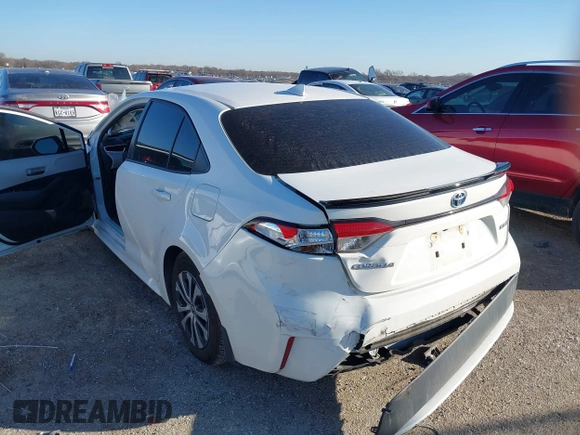 2022 Toyota Corolla Hybrid LE with VIN JTDEAMDE1NJ037740, listed as a IAAI auction lot 41482375 with 1 mi miles. Bid and sale history available at carsss.com. Image 3.