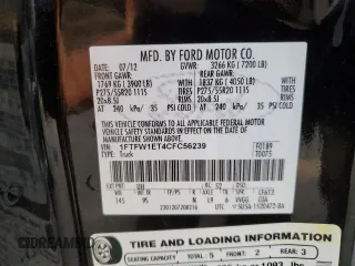 2012 Ford F-150 XL with VIN 1FTFW1ET4CFC56239, listed as a Copart auction lot 48560955 with 154,754 mi miles and Salvage Title. Bid and sale history available at carsss.com. Image 14.