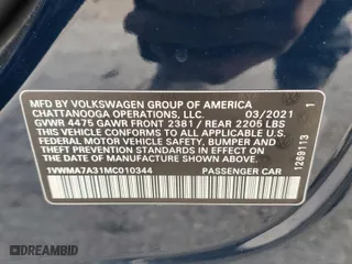 2021 Volkswagen Passat 2.0T R-Line with VIN 1VWMA7A31MC010344, listed as a Copart auction lot 42226085 with 47,036 mi miles and Salvage Title. Bid and sale history available at carsss.com. Image 13.