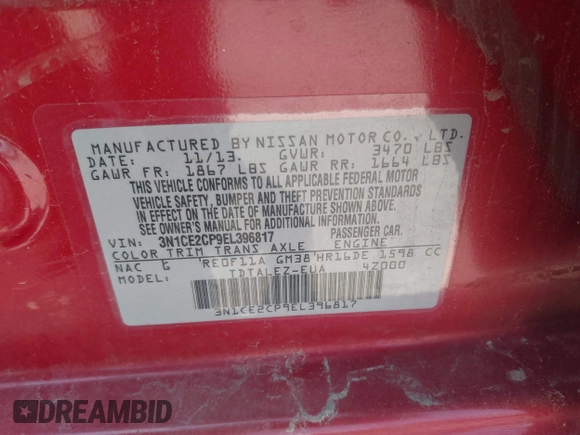 2014 Nissan Note S Plus с VIN 3N1CE2CP9EL396817, выставлен на аукционе IAAI как лот 42478230 с пробегом 64 815 миль миль и . История ставок и продаж доступна на DreamBid. Изображение 9.