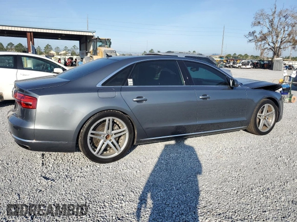 2015 Audi A8 L 4.0T with VIN WAU32AFD4FN041442, listed as a Copart auction lot 43708295 with 132,579 mi miles and Salvage Title. Bid and sale history available at carsss.com. Image 3.