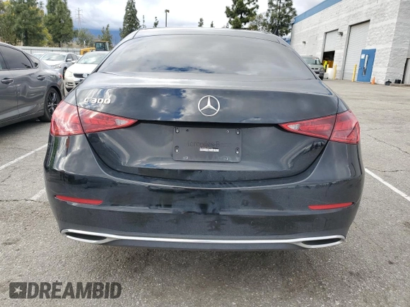 2023 Mercedes-Benz C 300 with VIN W1KAF4GB1PR071219, listed as a Copart auction lot 48556705 with 22,017 mi miles and Salvage Title. Bid and sale history available at carsss.com. Image 6.