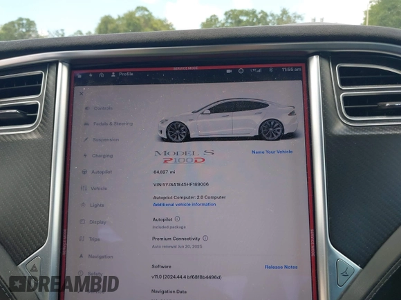 2017 Tesla Model S 100D with VIN 5YJSA1E45HF189006, listed as a IAAI auction lot 42540693 with 64,827 mi miles and . Bid and sale history available at DreamBid. Image 7.