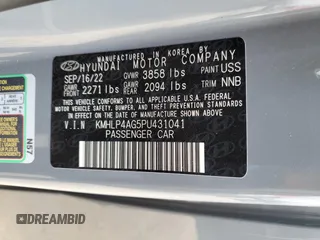 2023 Hyundai Elantra Limited z VIN KMHLP4AG5PU431041, wystawiony jako Copart lot #53947685 z przebiegiem 33 546 mil mil oraz Szkoda całkowita • Salvage title. Historia ofert i sprzedaży dostępna na DreamBid. Obrazek 13.