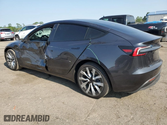 2025 Tesla Model 3 Long Range with VIN 5YJ3E1EB0SF902974, listed as a Copart auction lot 59728245 with 6,398 mi miles and Salvage title. Bid and sale history available at DreamBid. Image 2.