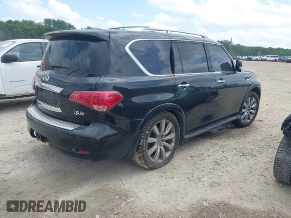 2012 Infiniti QX56 7-passenger with VIN JN8AZ2NE5C9022302, listed as a IAAI auction lot 42747984 with 165,526 mi miles and . Bid and sale history available at DreamBid. Image 4.