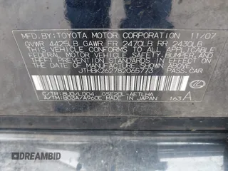 2008 Lexus IS 250 with VIN JTHBK262782065773, listed as a IAAI auction lot 42490607 with 163,084 mi miles and . Bid and sale history available at DreamBid. Image 9.