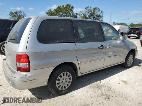2003 Kia Sedona LX with VIN KNDUP131236453481, listed as a Copart auction lot 75660244 with 125,628 mi miles and Salvage Title. Bid and sale history available at carsss.com. Image 3.