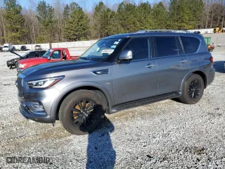 2019 Infiniti QX80 LUXE with VIN JN8AZ2NF2K9683793, listed as a Copart auction lot 45565415 with 63,650 mi miles and Salvage Title. Bid and sale history available at carsss.com. Image 1.