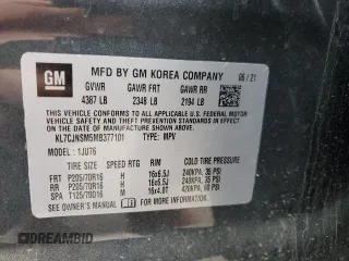 2021 Chevrolet Trax LS with VIN KL7CJNSM5MB377101, listed as a Copart auction lot 47637515 with 48,770 mi miles and Salvage Title. Bid and sale history available at carsss.com. Image 14.