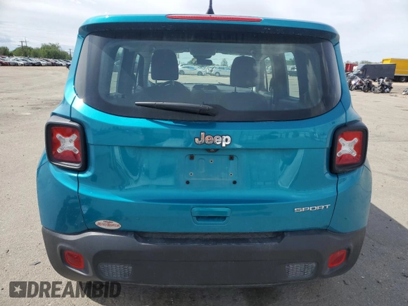 2020 Jeep Renegade Sport with VIN ZACNJAAB7LPL79566, listed as a Copart auction lot 57182895 with 34,599 mi miles and Salvage title. Bid and sale history available at DreamBid. Image 6.