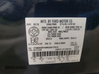 2019 Ford Explorer Limited with VIN 1FM5K8FH0KGA17513, listed as a Copart auction lot 52020195 with 102,481 mi miles and Salvage Title. Bid and sale history available at carsss.com. Image 13.