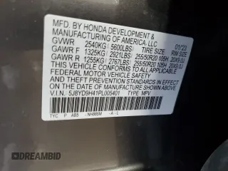 2023 Acura MDX w/Technology Package with VIN 5J8YD9H41PL005401, listed as a Copart auction lot 54547855 with 26,741 mi miles and Salvage Title. Bid and sale history available at carsss.com. Image 13.