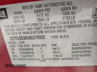 2010 GMC Terrain SLE-2 с VIN 2CTFLEEW5A6378002, выставлен на аукционе IAAI как лот 42659668 с пробегом 104 077 миль миль и . История ставок и продаж доступна на DreamBid. Изображение 9.