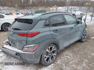2022 Hyundai Kona Limited with VIN KM8K5CA3XNU806377, listed as a IAAI auction lot 41403043 with 12,618 mi miles. Bid and sale history available at carsss.com. Image 4.