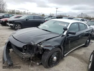 2023 Dodge Charger Police with VIN 2C3CDXKGXPH592845, listed as a Copart auction lot 89326265 with 17,163 mi miles and Salvage Title. Bid and sale history available at carsss.com. Image 1.