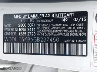 2016 Mercedes-Benz E-Class E 350 Sport with VIN WDDHF5KB6GB237450, listed as a IAAI auction lot 41297976 with 60,573 mi miles. Bid and sale history available at carsss.com. Image 9.