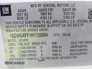 2017 Chevrolet Express Cargo Van with VIN 1GCWGAFF1H1130804, listed as a IAAI auction lot 41867205 with 191,355 mi miles. Bid and sale history available at carsss.com. Image 9.