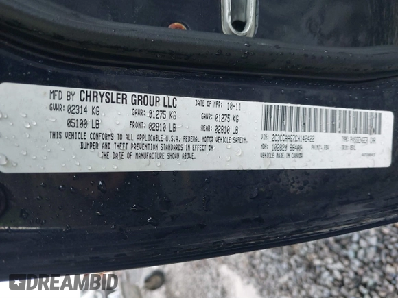 2012 Chrysler 300 with VIN 2C3CCAAG7CH142422, listed as a IAAI auction lot 41555202 with 134,864 mi miles and . Bid and sale history available at DreamBid. Image 9.