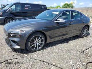 2025 Genesis G70 2.5T with VIN KMTG34SC0SU152877, listed as a Copart auction lot 58600775 with 6,942 mi miles and Clean title. Bid and sale history available at DreamBid. Image 1.