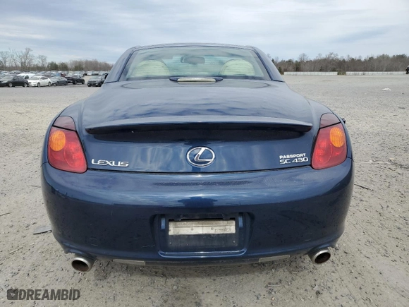 2003 Lexus SC 430 with VIN JTHFN48Y730043556, listed as a Copart auction lot 46580145 with 189,424 mi miles and Salvage Title. Bid and sale history available at carsss.com. Image 6.