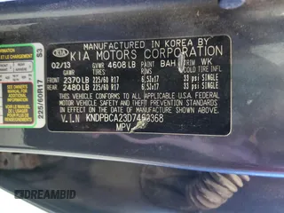 2013 Kia Sportage LX with VIN KNDPBCA23D7463368, listed as a Copart auction lot 56277245 with 162,537 mi miles and Clean title. Bid and sale history available at DreamBid. Image 13.