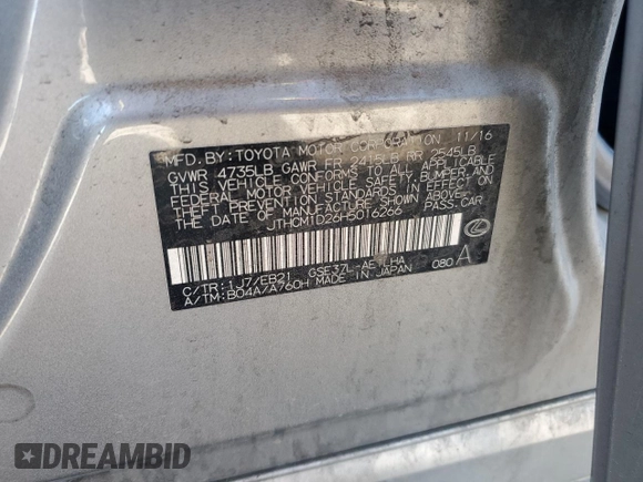 2017 Lexus IS 300 with VIN JTHCM1D26H5016266, listed as a Copart auction lot 53464435 with 113,606 mi miles and Clean title. Bid and sale history available at DreamBid. Image 12.
