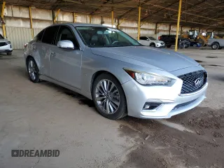 2018 Infiniti Q50 Luxe with VIN JN1EV7AP9JM358612, listed as a Copart auction lot 59427965 with 81,450 mi miles and Salvage title. Bid and sale history available at DreamBid. Image 4.