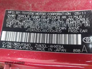 2011 Toyota Prius I z VIN JTDKN3DU4B0306405, wystawiony jako IAAI lot #42289927 z przebiegiem 152 097 mil mil oraz . Historia ofert i sprzedaży dostępna na DreamBid. Obrazek 9.