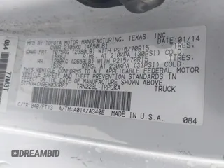 2014 Toyota Tacoma with VIN 5TFNX4CN9EX036087, listed as a IAAI auction lot 42135571 with 179,236 mi miles and . Bid and sale history available at DreamBid. Image 9.