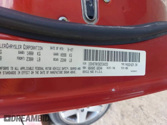2008 Dodge Caliber R/T with VIN 1B3HB78K58D530255, listed as a IAAI auction lot 41693013 with 241,000 mi miles and . Bid and sale history available at DreamBid. Image 9.