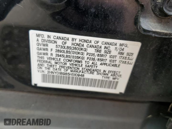 2005 Acura MDX Touring z VIN 2HNYD18985H510948, wystawiony jako Copart lot #49869175 z przebiegiem 199 297 mil mil oraz Szkoda całkowita • Salvage title. Historia ofert i sprzedaży dostępna na DreamBid. Obrazek 13.