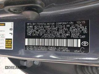 2015 Toyota Prius Four with VIN JTDKN3DU2F1997353, listed as a IAAI auction lot 42181646 with 143,538 mi miles and . Bid and sale history available at DreamBid. Image 9.
