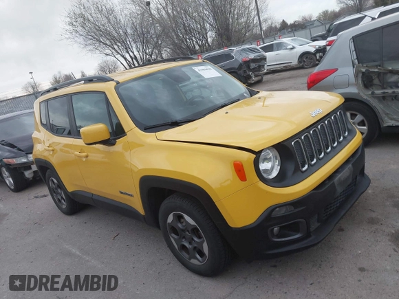 2015 Jeep Renegade Latitude with VIN ZACCJABH0FPB68514, listed as a IAAI auction lot 41904030 with 72,650 mi miles. Bid and sale history available at carsss.com. Image 1.
